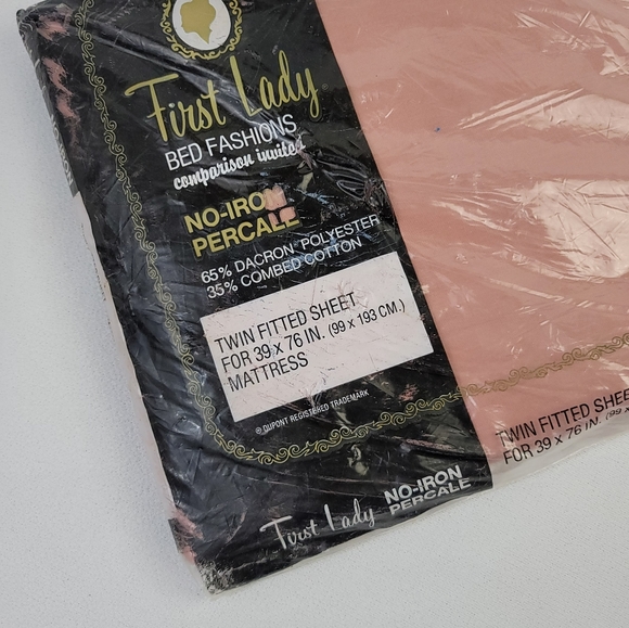 Vtg First Lady No-Iron Percale Twin Fitted Sheet - Picture 2 of 10